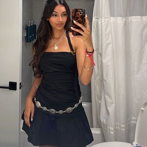 Princess Polly Mini Black Fit and Flare Dress (without belt)